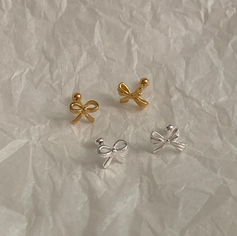 (silver925) ラブリーリボンピアス type2 *gold