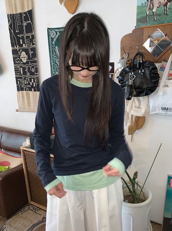 BAON（バオン）の「26SS★ [BAONHAUS] Seden Modal Layered Round T-shirt（Tops）」