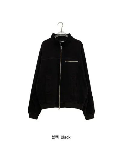 [unisex] Leare Two-Button Washing High-Neck Zip-Up Jacket