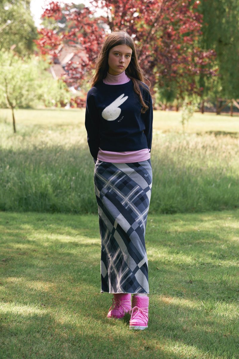 WITTY BUNNY FACE POINT KNIT [DARK NAVY]