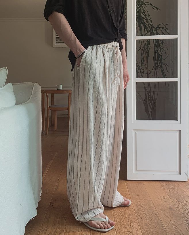 2PLAN（ツープラン）の「Bonnell Crinkle Stripe Wide Pants（Pants）」
