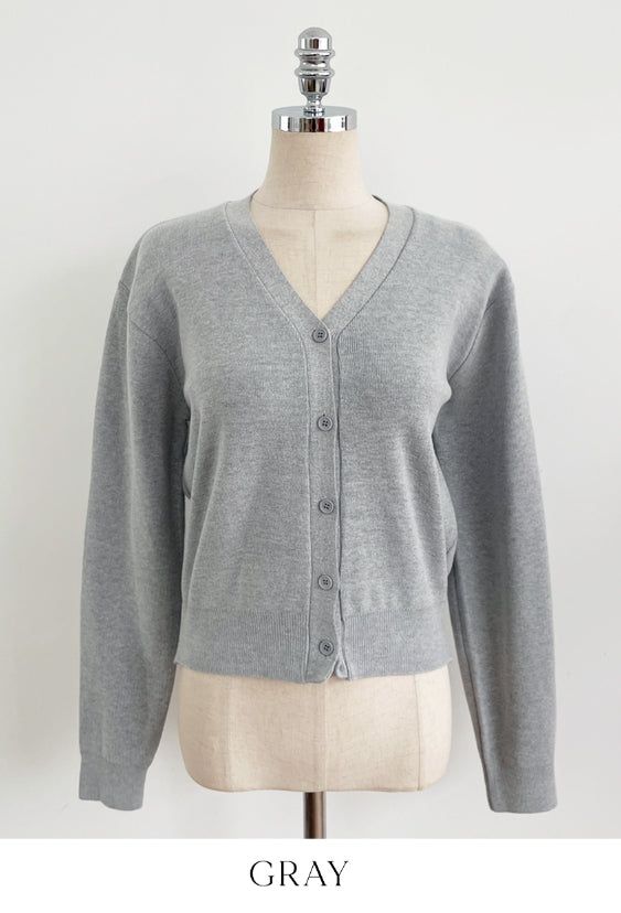 Lensi V-neck basic knit cardigan