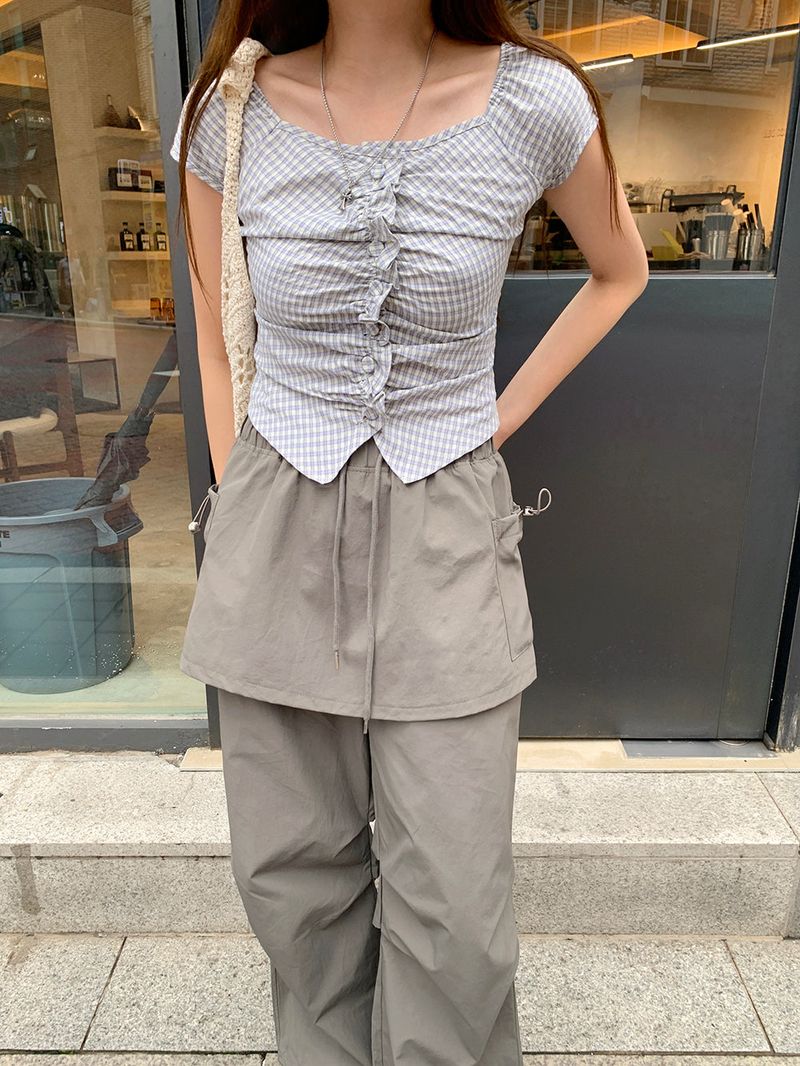 [MADE] Kaen Nylon Layered Skirt Banding Pants