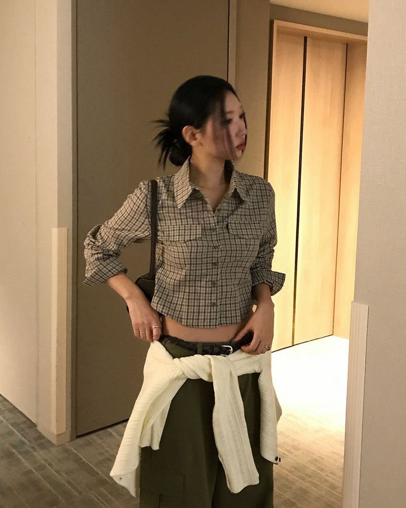 [ORIGINAL] Like Check Crop Pocket Shirt