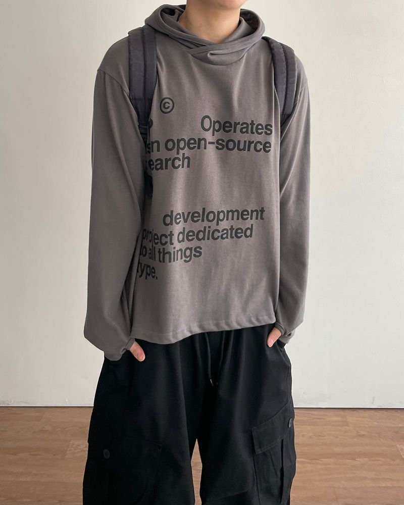 オープンレタリングフードロングスリーブ