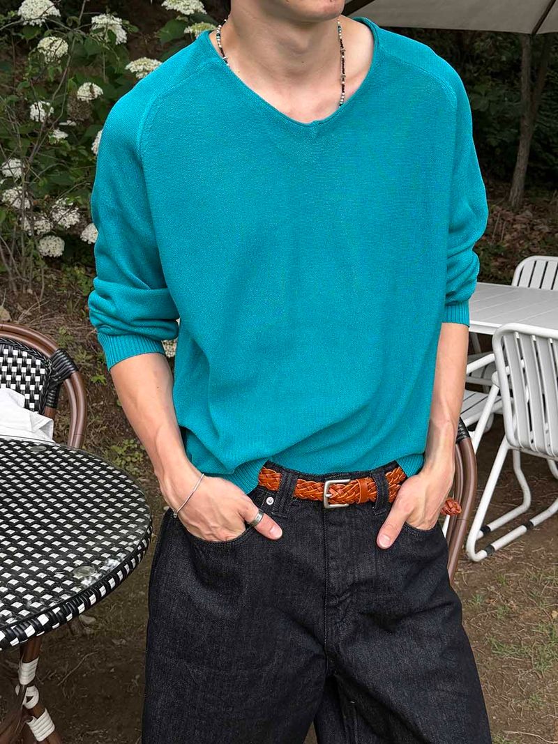 LAURANT（ロラン）の「Linen touch v neck knit(4color)（Tops）」