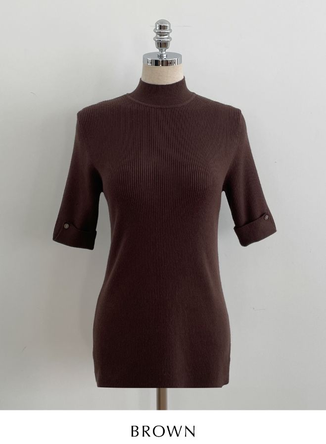 Shani Half-Neck Rolled-Up Sleeve Knit