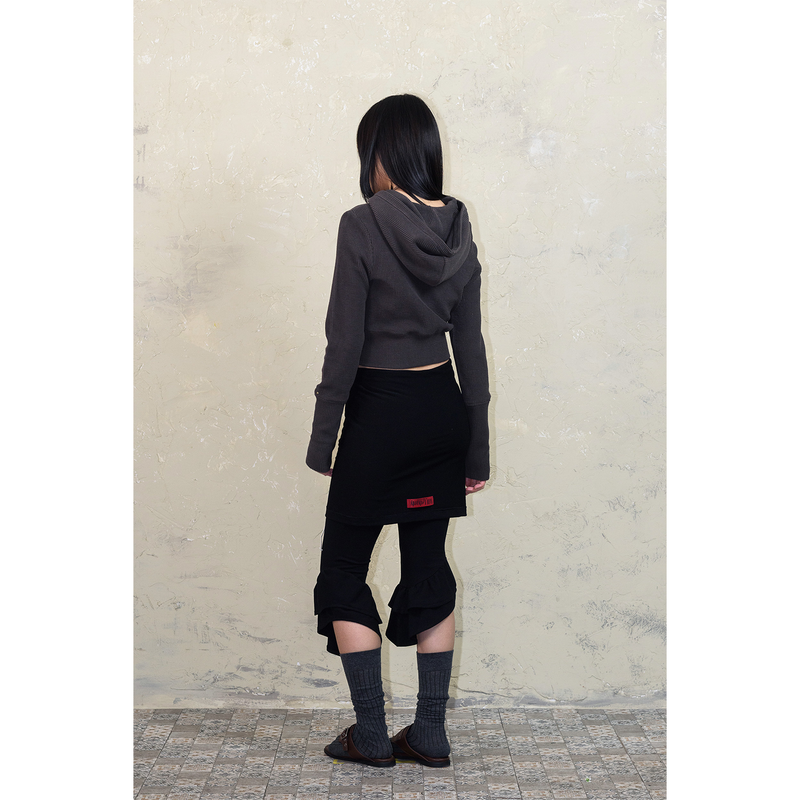 LACE-UP CONVERTIBLE JUMPSUIT: BLACK