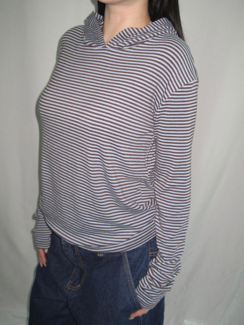 Slim Fit Striped Hand Warmer Hoodie
