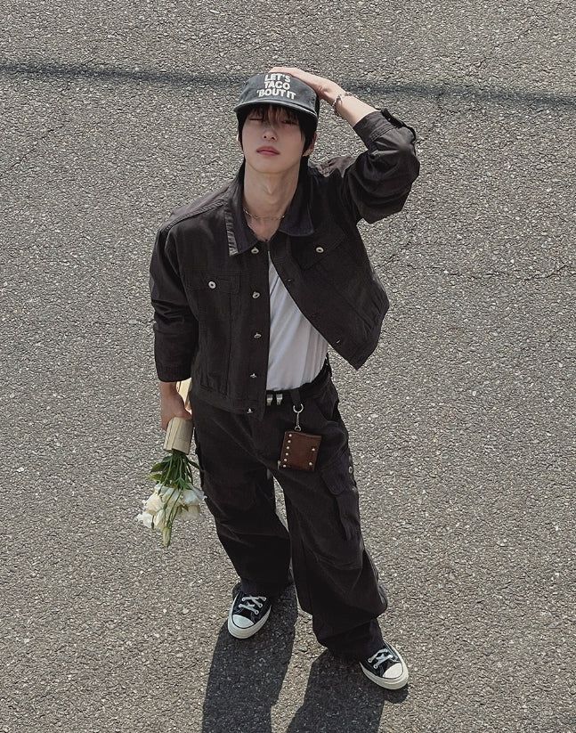 Merrick Herringbone Cargo Wide Pants