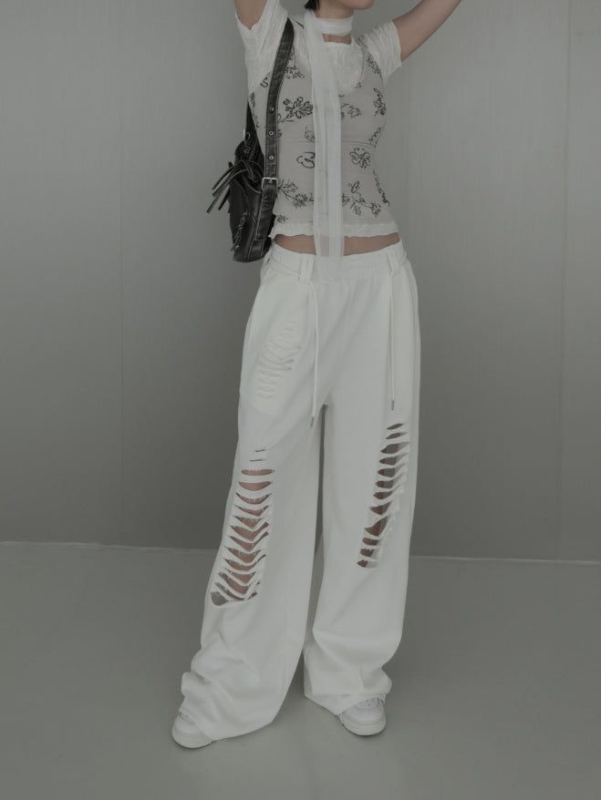 Fray Cutout Sweatpants