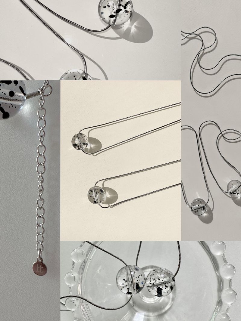 dot clear ball necklace