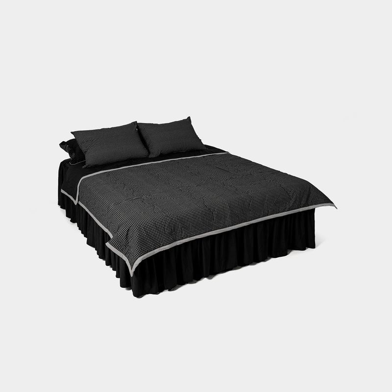 Borderline Pattern Reversible Summer Comforter - Black Double Check - Q size