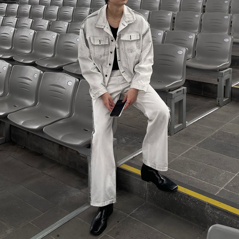 MG650 Stitch Dirty Wash Crop Jacket