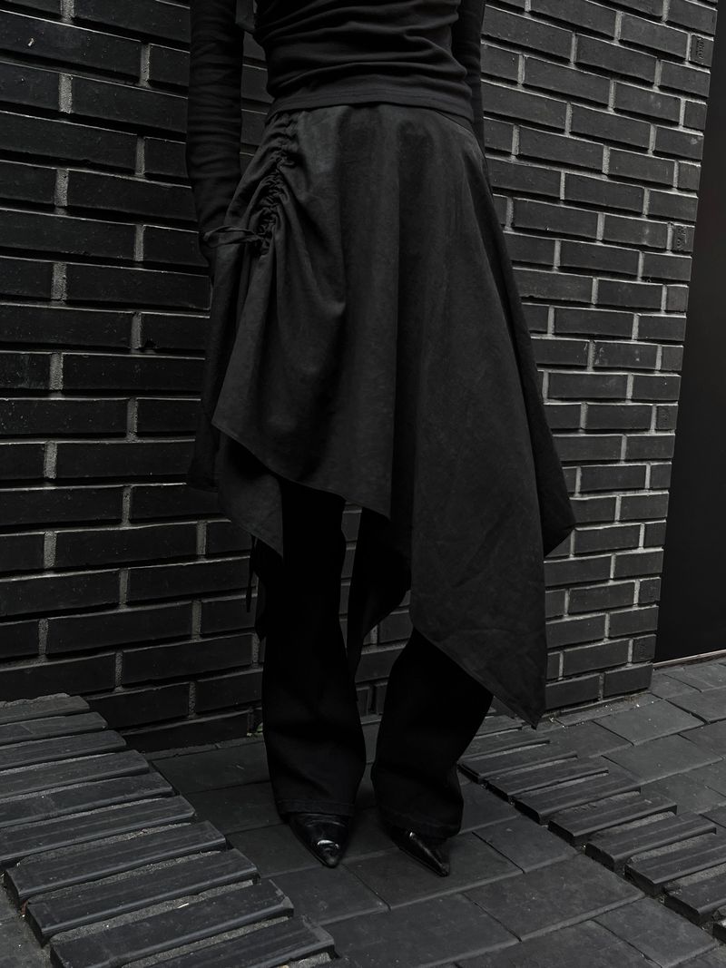 suede shirring draped skirt