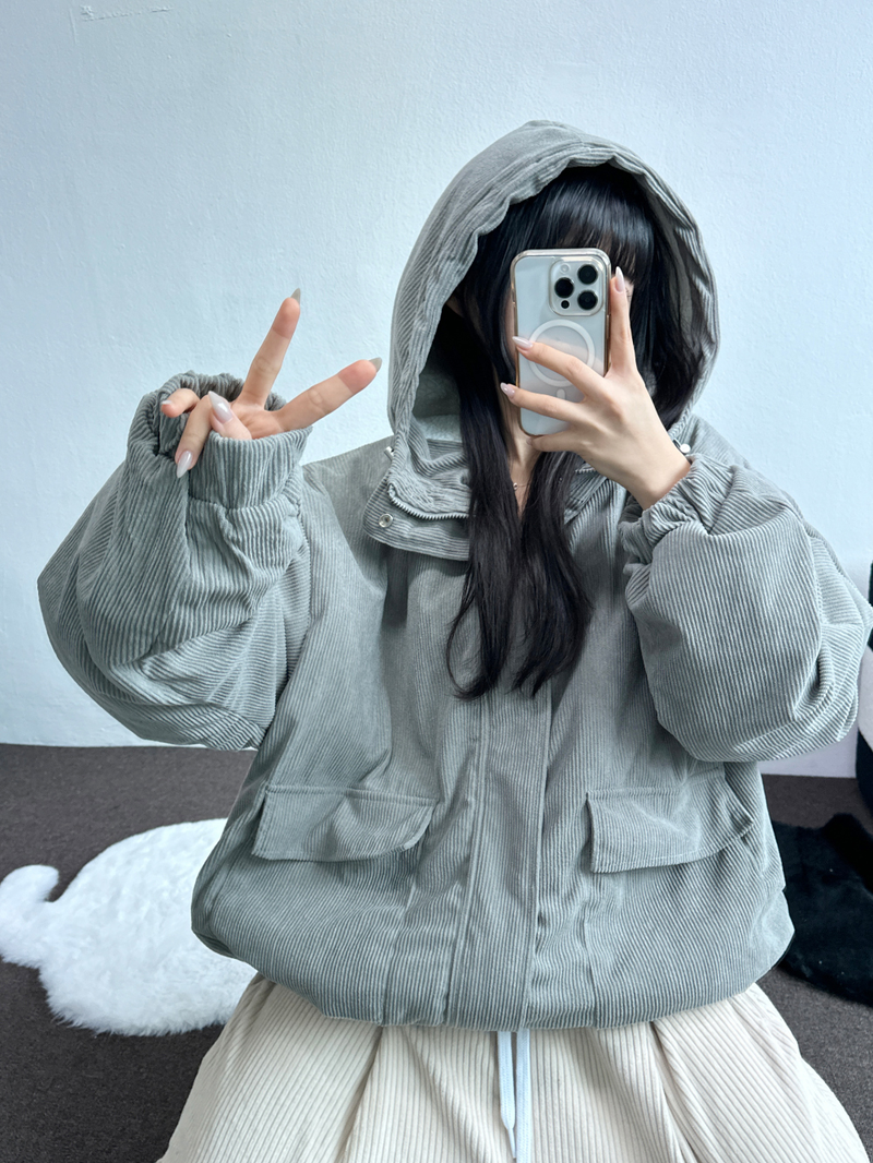 CCORTTI(コルッティ)の「INNER FLEECE CORDUROY BIG HOOD ZIPPER🩶🖤 - 2 COLORS(Jackets/Outerwear)」