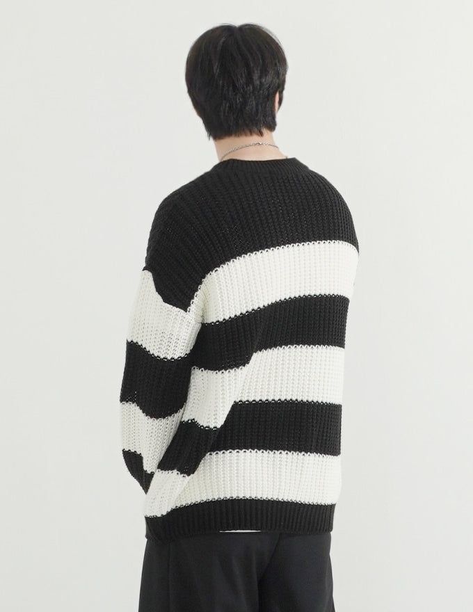Damage Stripe Over-fit Knit