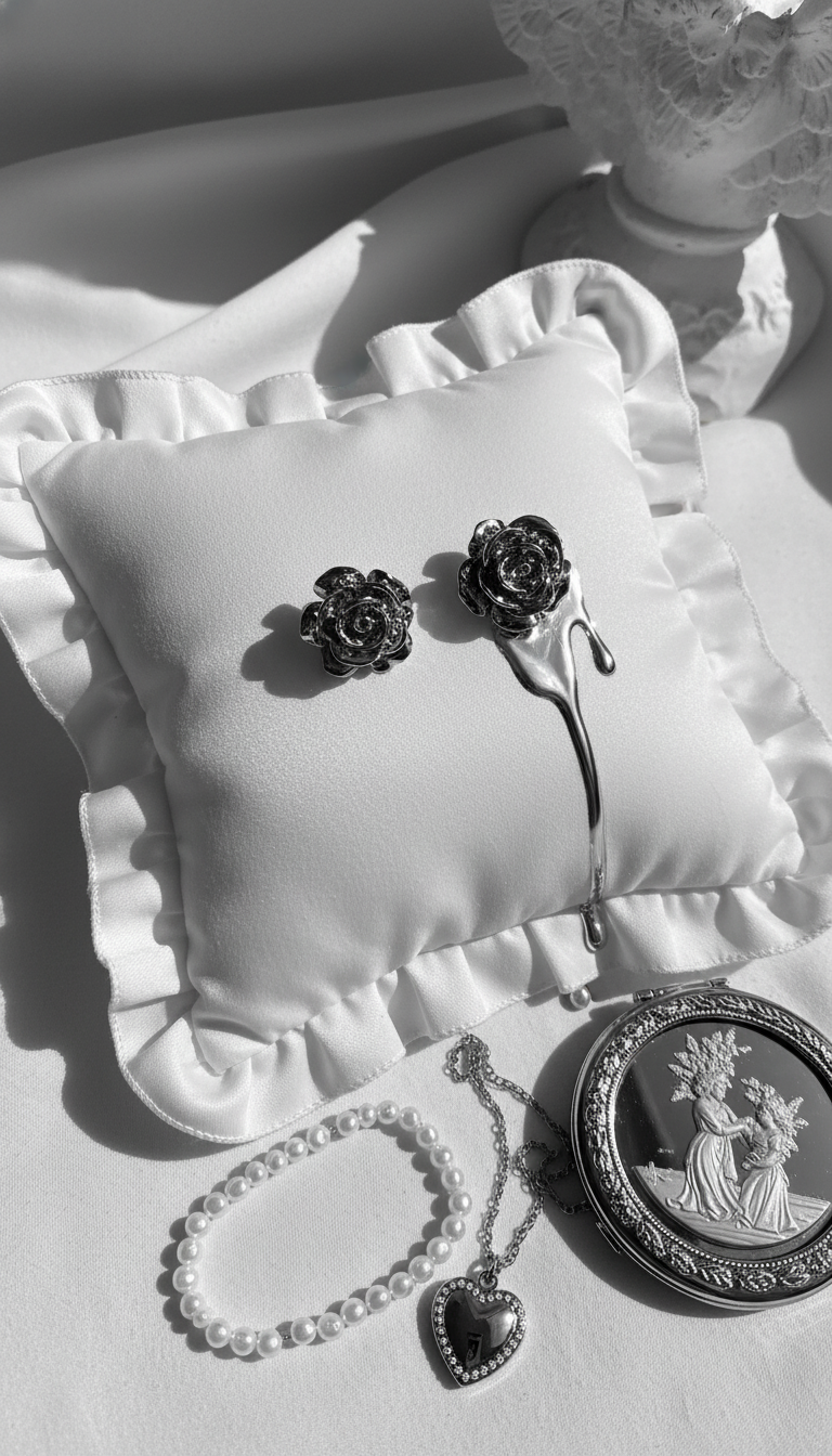 [IVE Yujin Piercing] Metal Rose Piercing - Silver Color