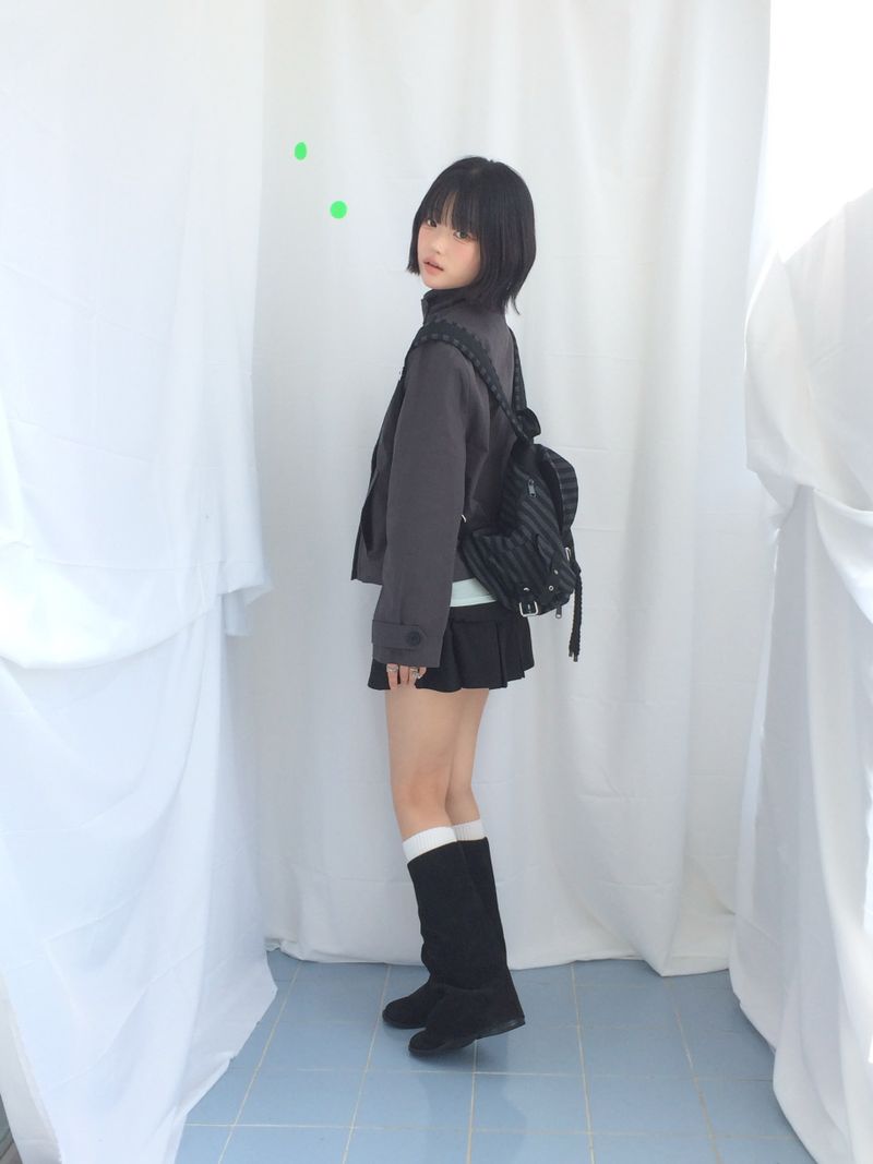 double frill pleated skirt