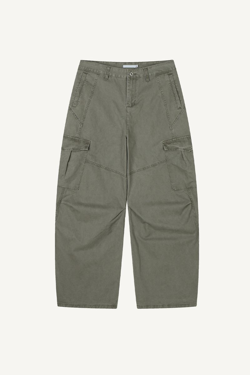 Canvas Cargo Curved Pants