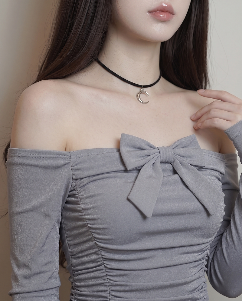 Crescent Moon Choker - Silver Color