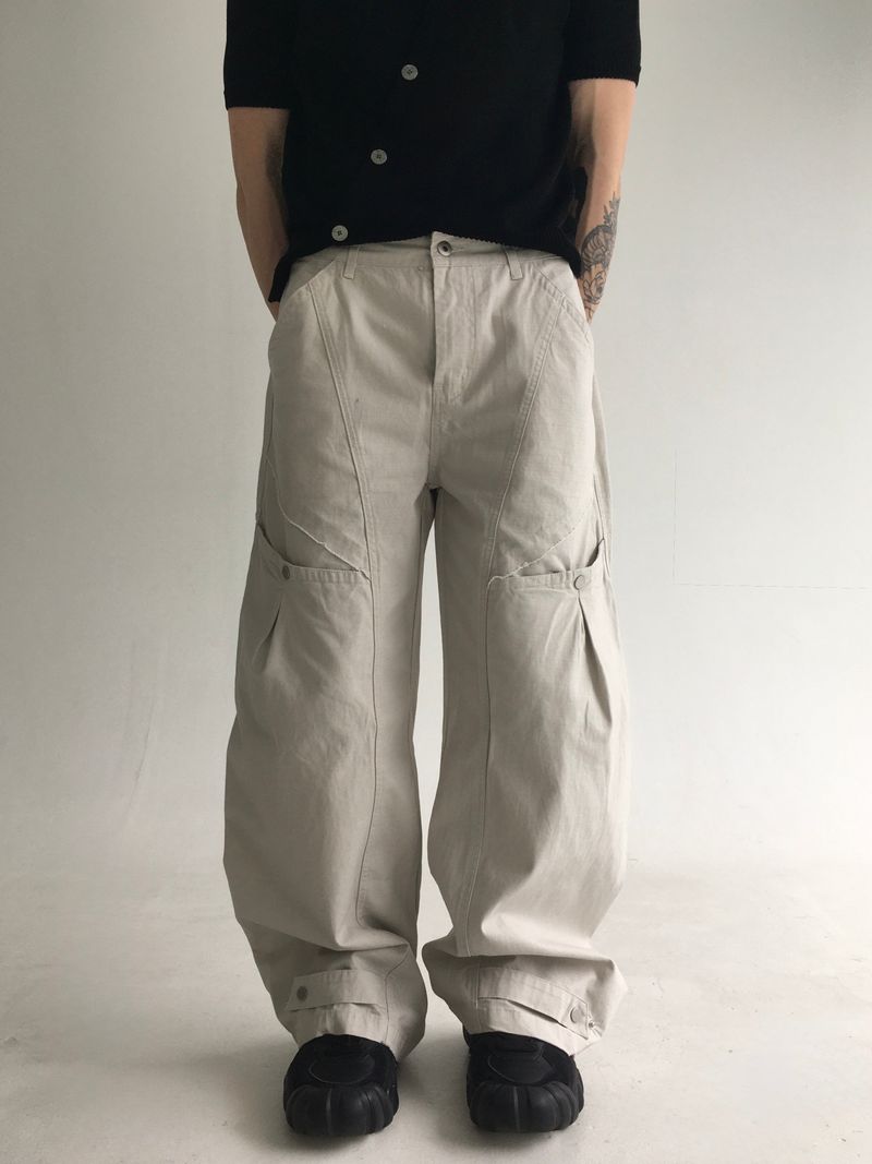 curved dyeing strap wide pants(2colors)