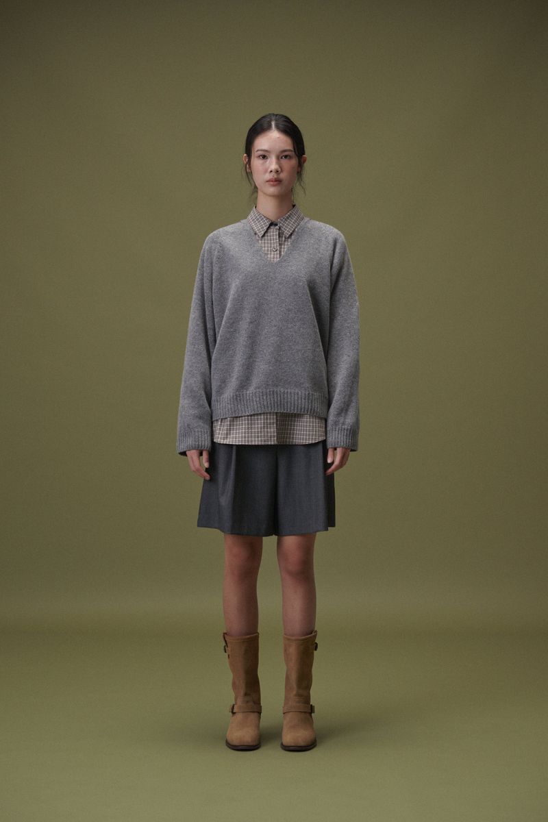 PLAT DU JOUR(プラドゥジュール)の「Boy wool half pants (Dark grey)(Pants)」