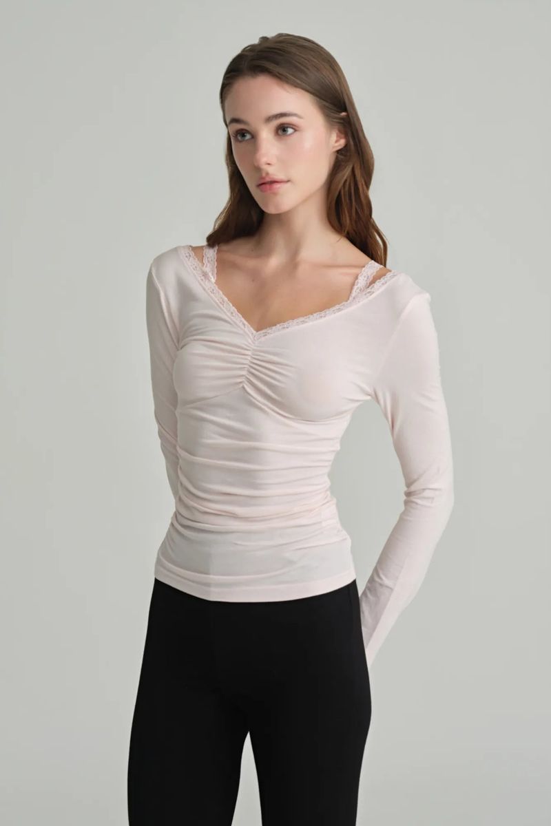 Ballerina lace long sleeve, Pink