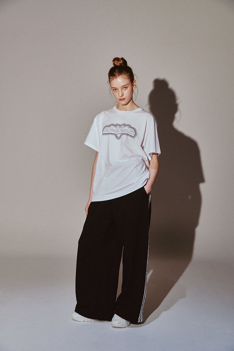 Lace Tape Track Pants Black