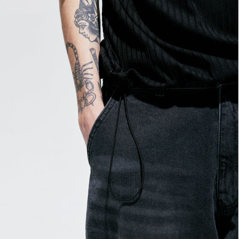 2way rib mock neck t-shirt black