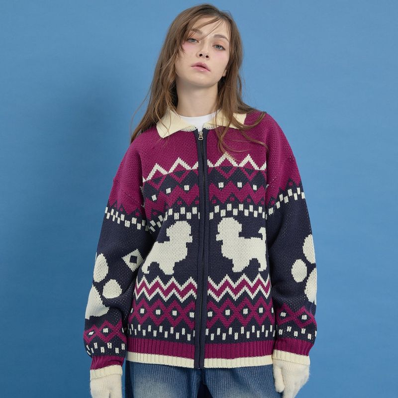 Puppy Cowichan Zip-up Cardigan