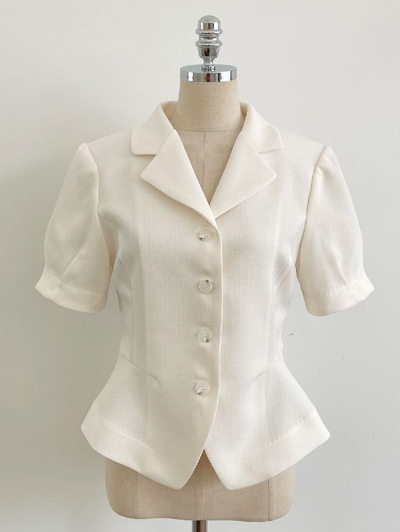 Riven Collar Puff Blouse Jacket (Belt Set)