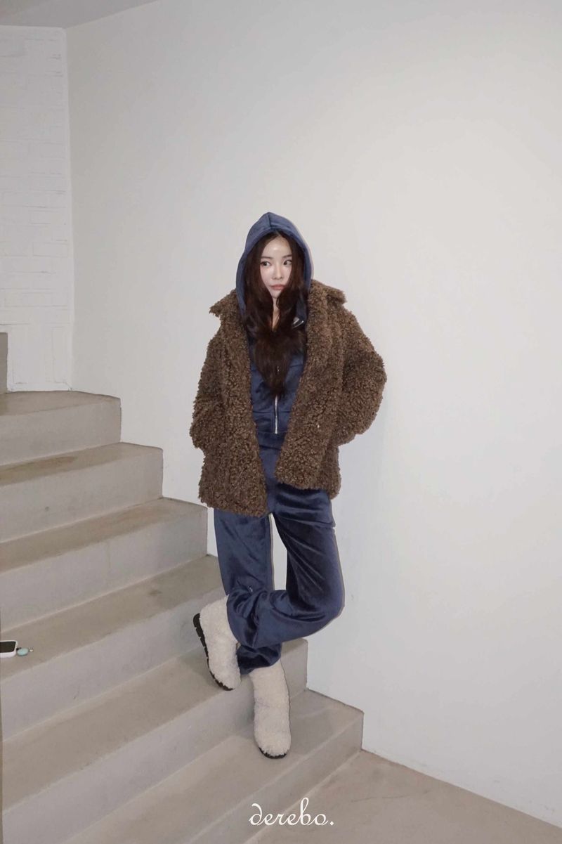 Dark Brown Poodle Fur Jacket