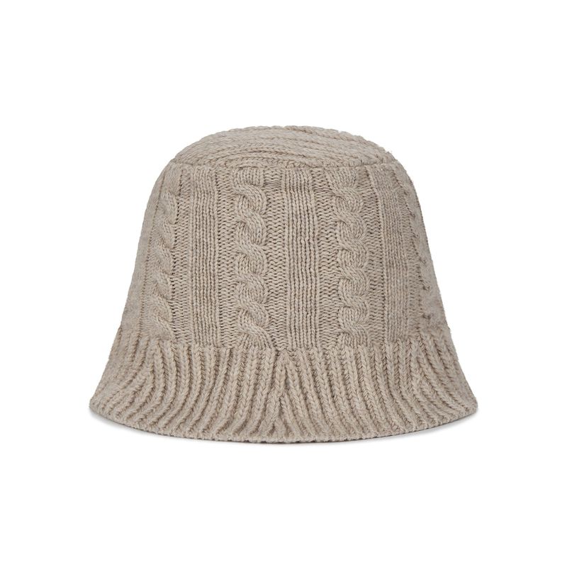 VA Applique Cable Knit Bucket Hat / Beige