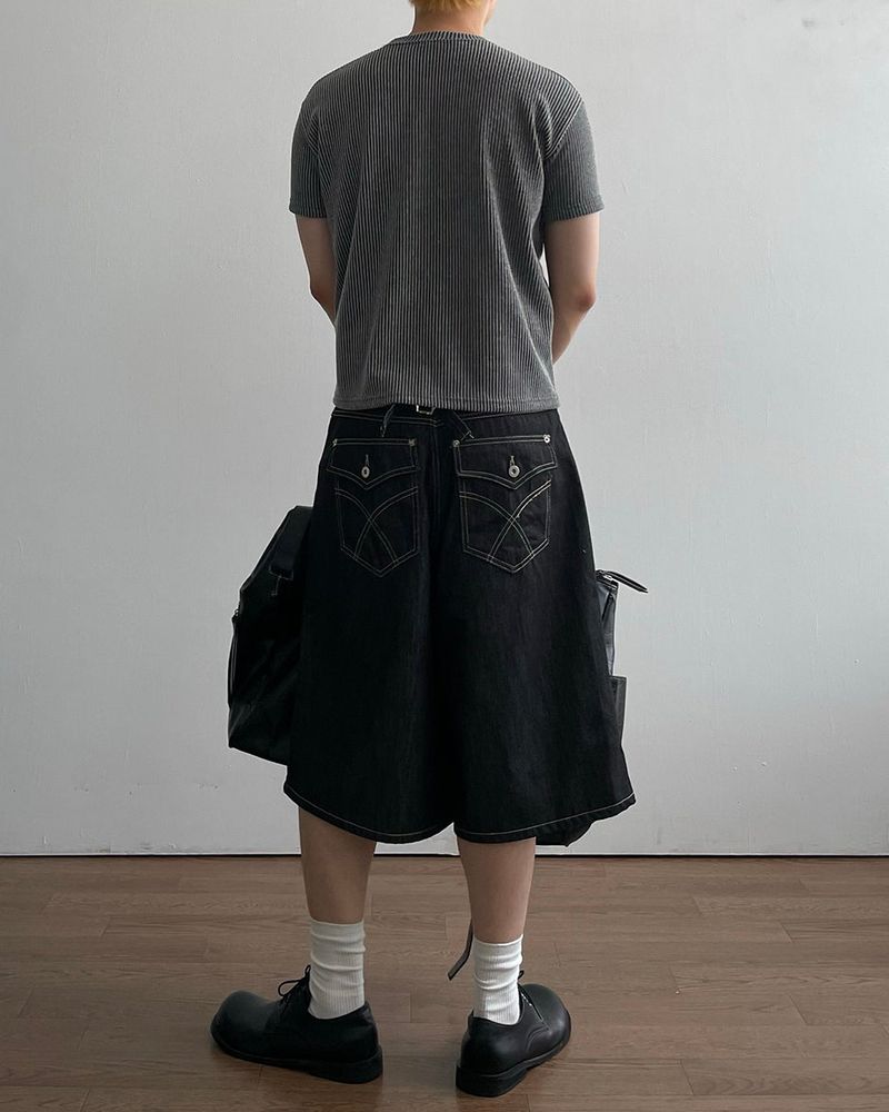 Ribbed Two-Tone Muscle Fit Short Sleeve