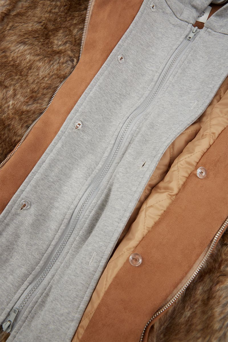 Luna detachable hood loose fur jacket