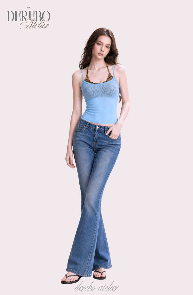 Sky Leopard See-Through Sleeveless Top