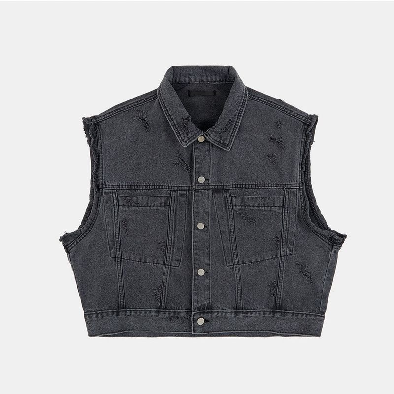 Cutting crack damage over denim vest