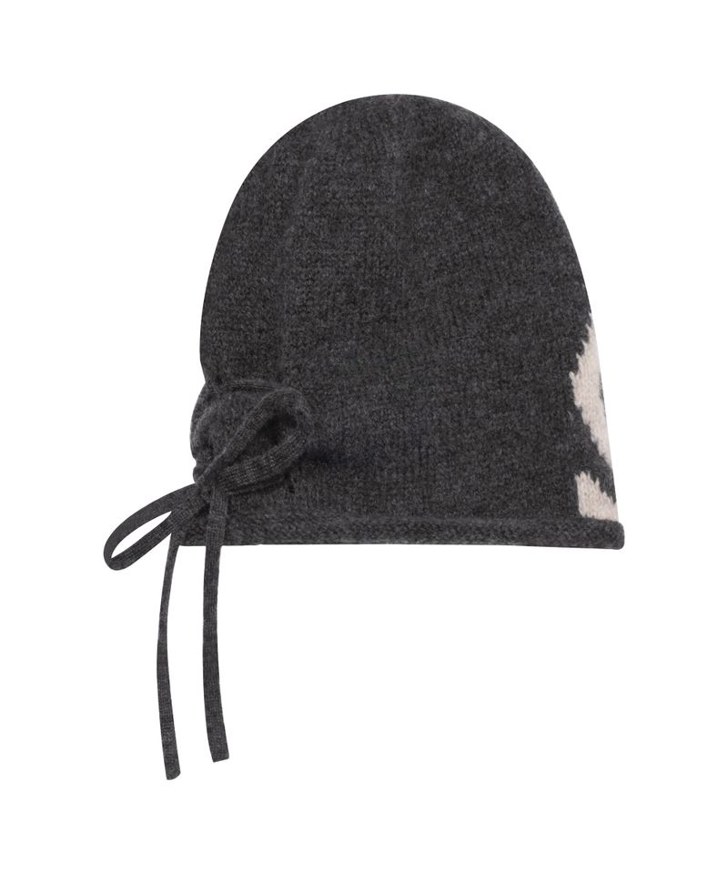 SIDE RIBBON SWIRLY BEANIE CHARCOAL