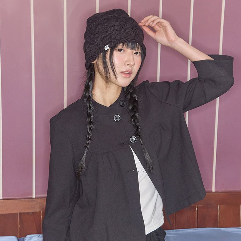 nostalgic knit beanie black