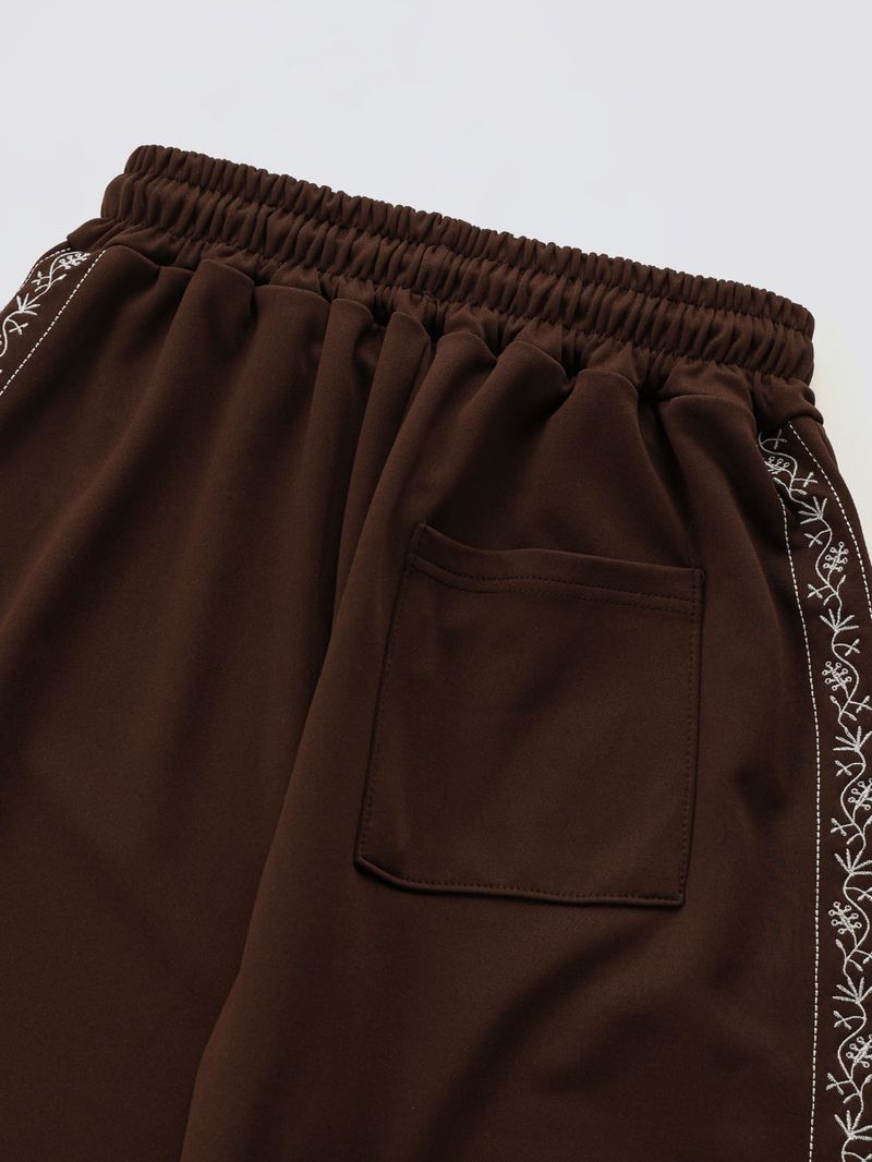 Embroidered Track Pants_Brown