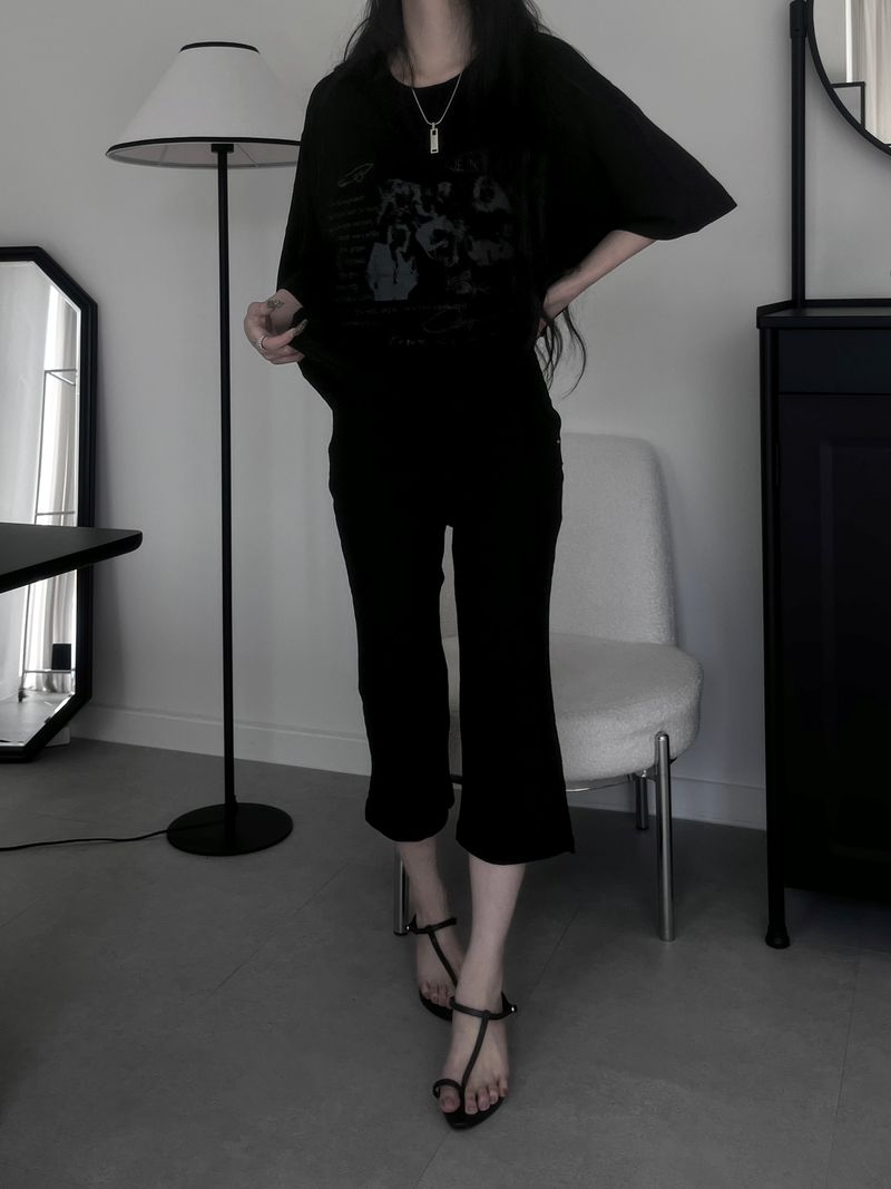 black slub capri denim