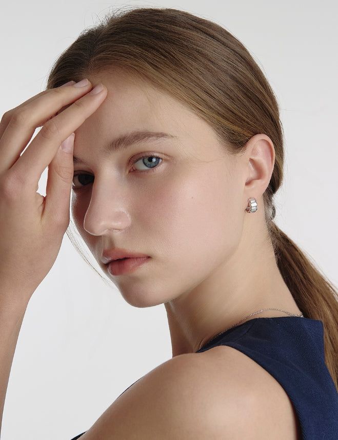 26SS★ Ice Block Silver One-Touch Earrings M
