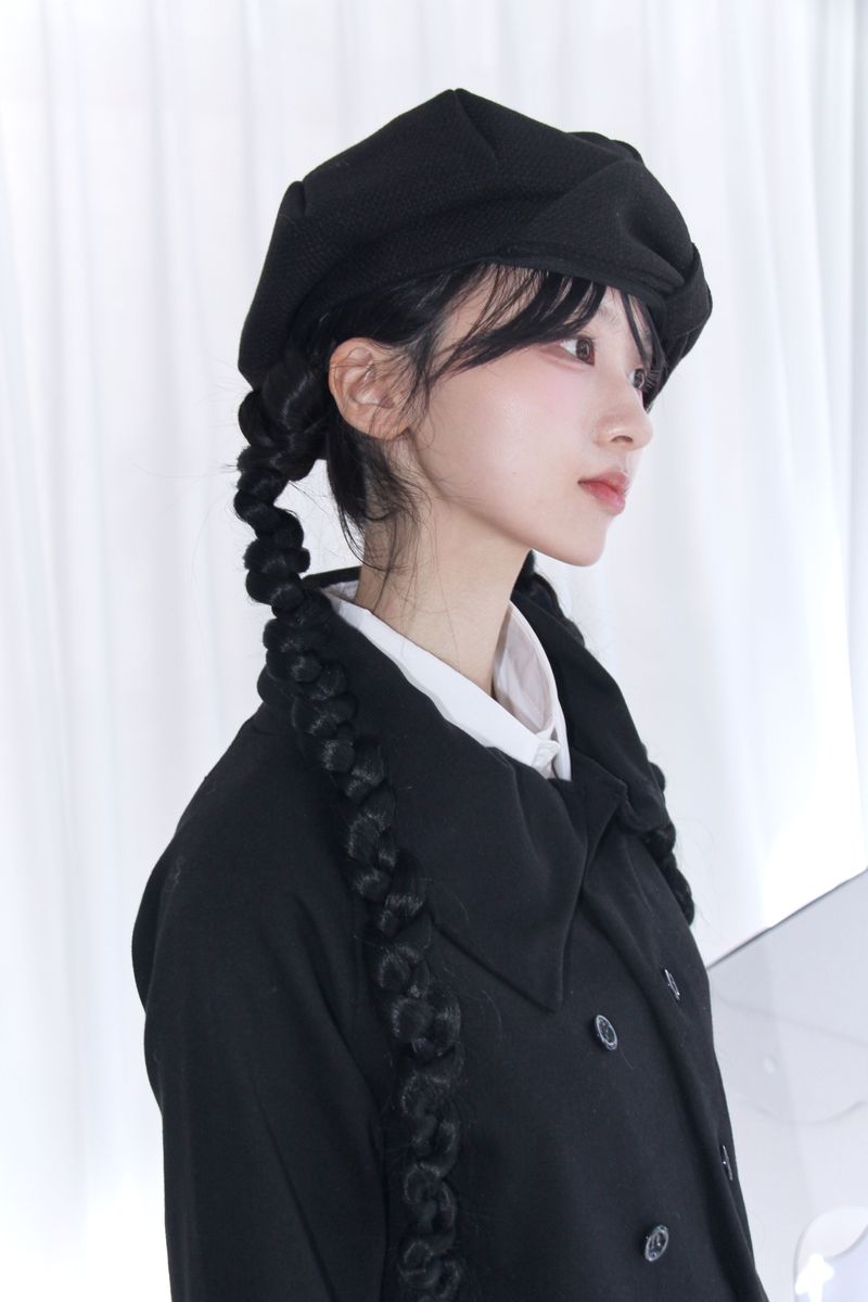 unbalanced diagonal collar double short jacket