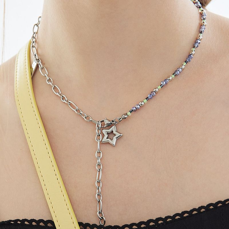 Ribbon Star Chain Drop Surgical Necklace
