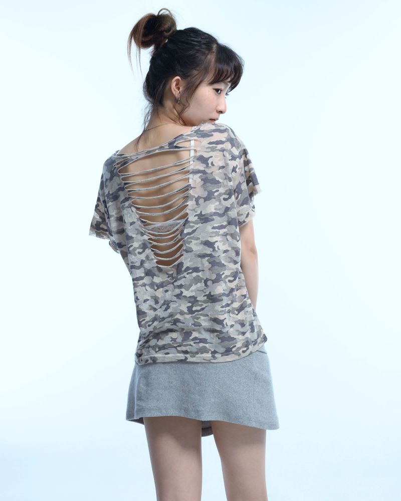 Camo Slash Eyelet Tee