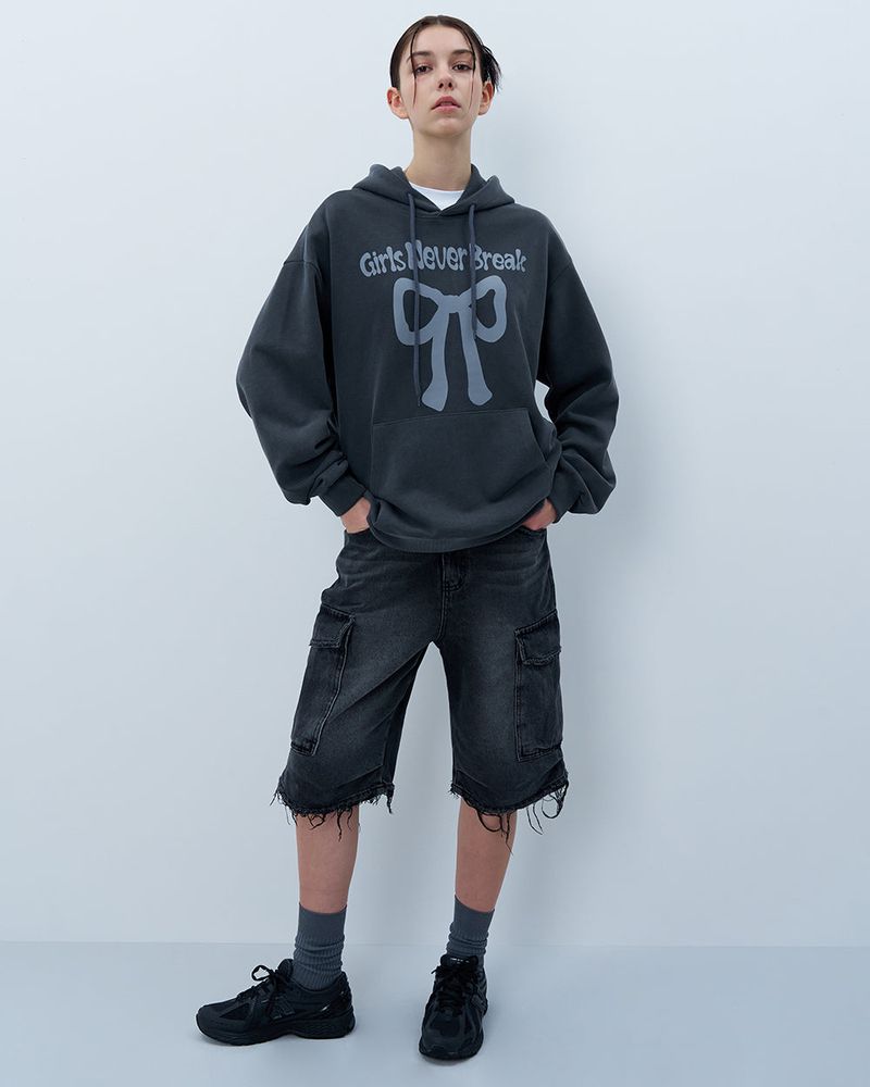 NEVER BREAK PIGMENT HOODIE-CHARCOAL
