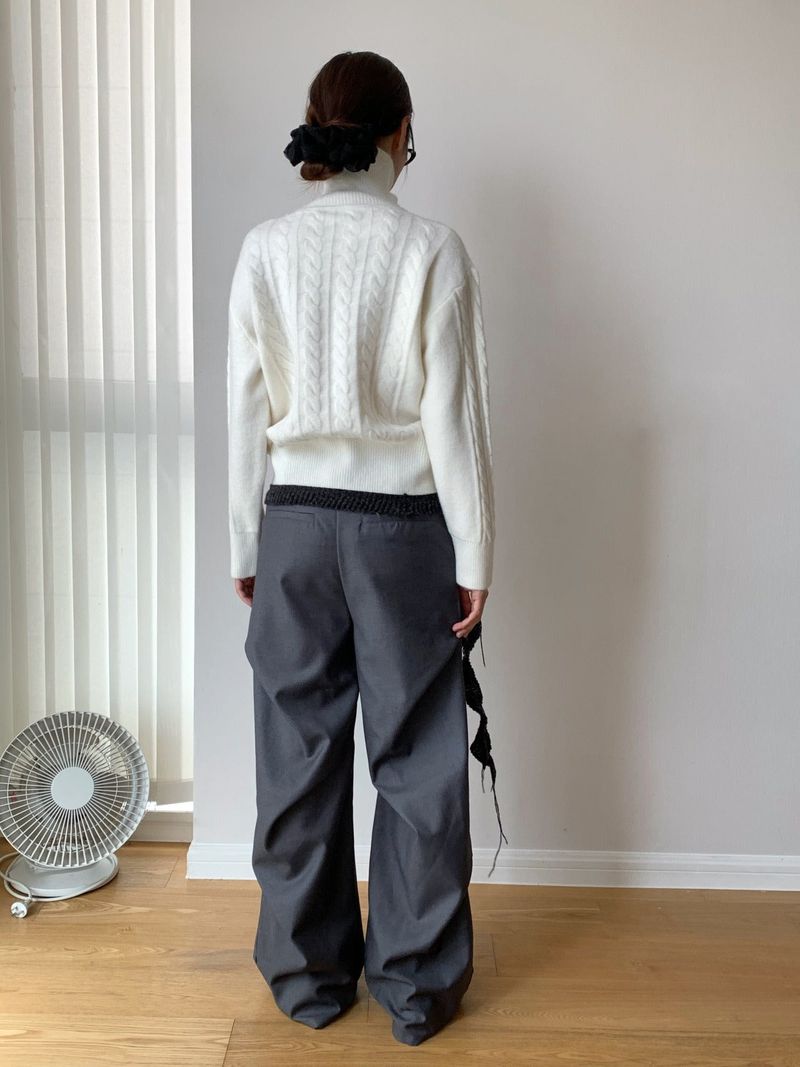Jacquard Turtleneck Twisted Wool Knitwear