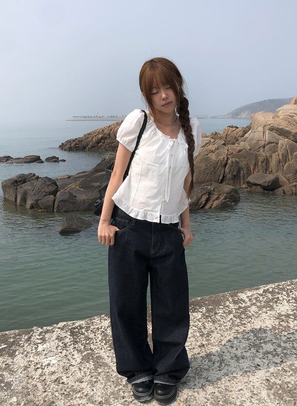 Ens Back Adjust Pocket Wide Raw Denim Pants