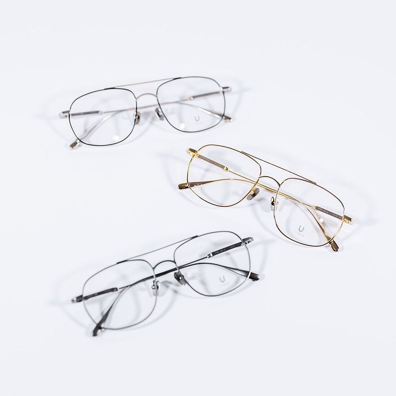 Knouun Square titanium glasses CODE. 102. G Yellow Glod